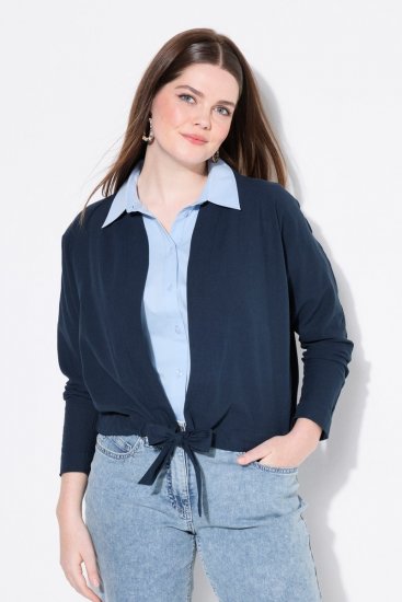 Ulla Popken 827116 Bolero con collo alto in misto lino Blu scuro - Bolero - 