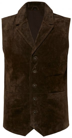 JP1880 827437 Gilet in camoscio con revers Marrone scuro - Abiti - Abiti da Uomo Taglie Forti