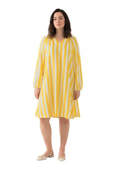 Ulla Popken 827653 Abito a righe Giallo - Vestiti midi - Abiti midi taglie comode