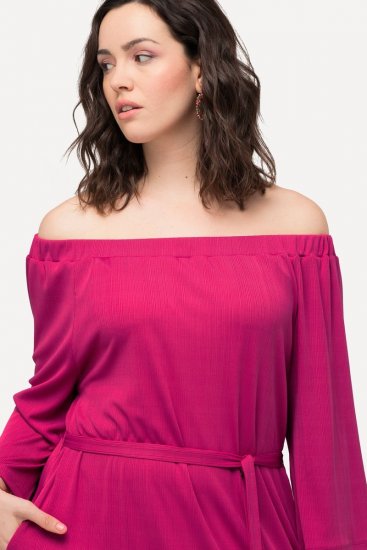 Ulla Popken 827740 Abito in jersey con maniche a 3/4 Rosa - Vestiti midi - Abiti midi taglie comode
