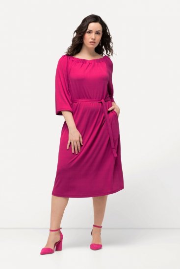 Ulla Popken 827740 Abito in jersey con maniche a 3/4 Rosa - Vestiti midi - Abiti midi taglie comode
