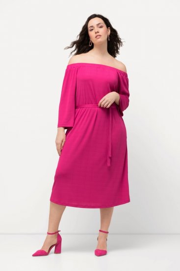 Ulla Popken 827740 Abito in jersey con maniche a 3/4 Rosa - Vestiti midi - Abiti midi taglie comode