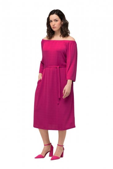 Ulla Popken 827740 Abito in jersey con maniche a 3/4 Rosa - Vestiti midi - Abiti midi taglie comode