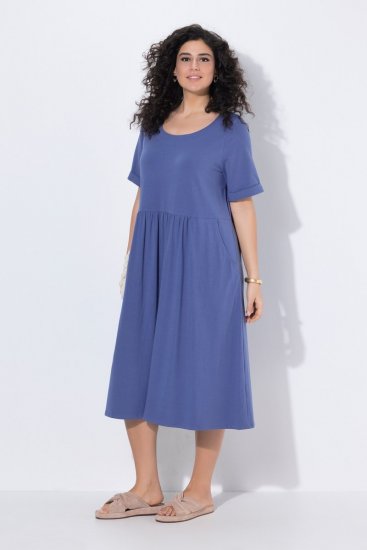 Ulla Popken 827920 Abito in jersey a maniche corte Blu - Abiti in jersey - 