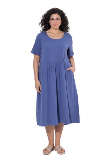 Ulla Popken 827920 Abito in jersey a maniche corte Blu - Abiti in jersey - 