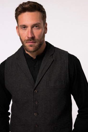 JP1880 828736 Gilet in tweed con dorso in maglia Nero - Abiti - Abiti da Uomo Taglie Forti