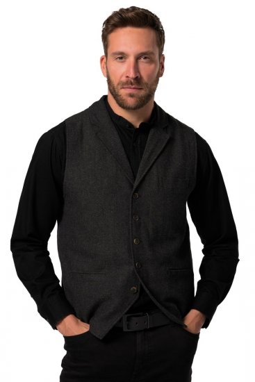 JP1880 828736 Gilet in tweed con dorso in maglia Nero - Abiti - Abiti da Uomo Taglie Forti