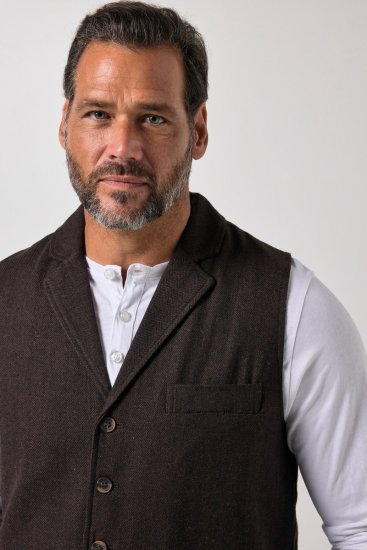 JP1880 828736 Gilet in tweed con dorso in maglia Marrone scuro - Abiti - Abiti da Uomo Taglie Forti