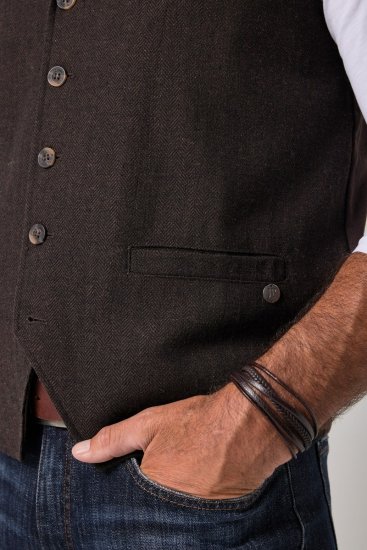 JP1880 828736 Gilet in tweed con dorso in maglia Marrone scuro - Abiti - Abiti da Uomo Taglie Forti