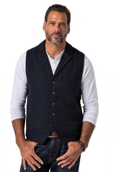 JP1880 828736 Gilet in tweed con dorso in maglia Blu scuro - Abiti - Abiti da Uomo Taglie Forti