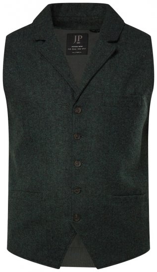 JP1880 828736 Gilet in tweed con dorso in maglia Verde bottiglia - Abiti - Abiti da Uomo Taglie Forti