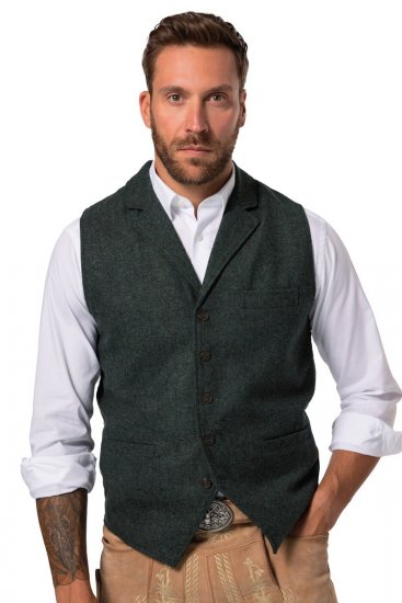 JP1880 828736 Gilet in tweed con dorso in maglia Verde bottiglia - Abiti - Abiti da Uomo Taglie Forti