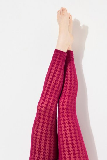 Ulla Popken 828982 Collant senza piede a quadri Rosso bacca - Collant & calzini - 