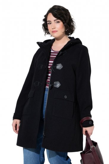 Ulla Popken 829347 Montgomery Nero - Cappotti - Cappotti taglie forti da donna