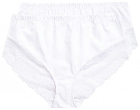 Ulla Popken 830094 Slip con pizzo confezione da 2 Bianco - Slip - 