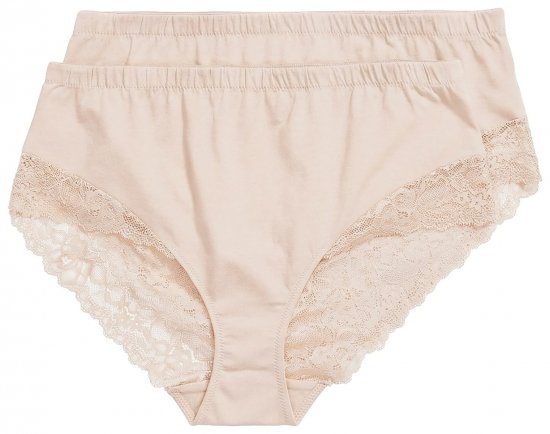 Ulla Popken 830094 Slip con pizzo confezione da 2 Beige - Slip - 