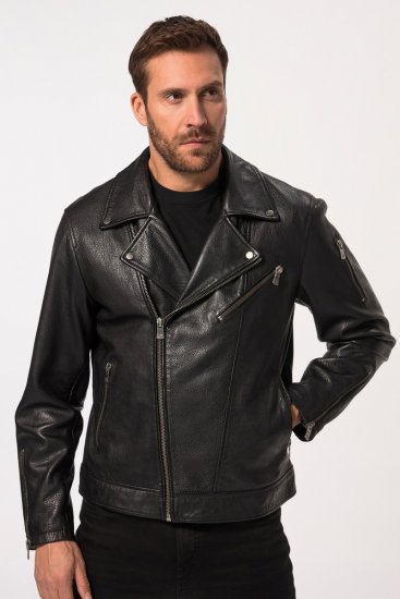 JP1880 830586 Giacca biker in nappa di agnello Nero - Giubbotti - Giubbotti Uomo Taglie Forti