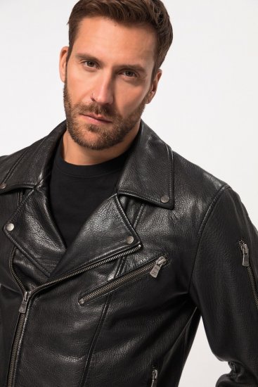 JP1880 830586 Giacca biker in nappa di agnello Nero - Giubbotti - Giubbotti Uomo Taglie Forti