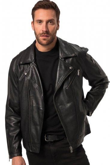 JP1880 830586 Giacca biker in nappa di agnello Nero - Giubbotti - Giubbotti Uomo Taglie Forti