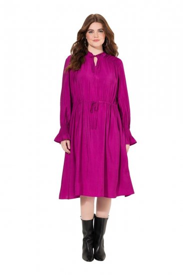 Ulla Popken 830615 Abito a maniche lunghe con volant Lilla - Vestiti midi - Abiti midi taglie comode