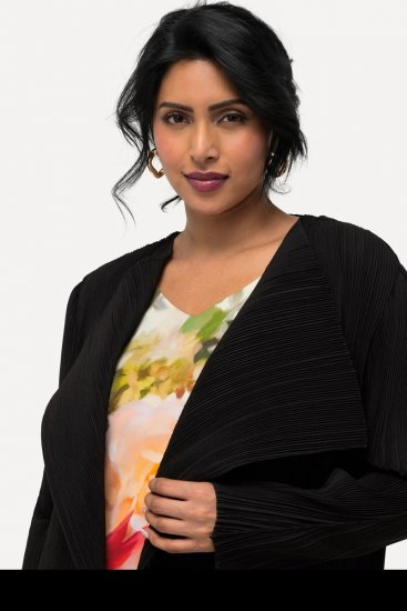 Ulla Popken 830749 Blazer aperto plissettato con revers ampi Nero - Blazer - Blazer Taglie Forti da Donna