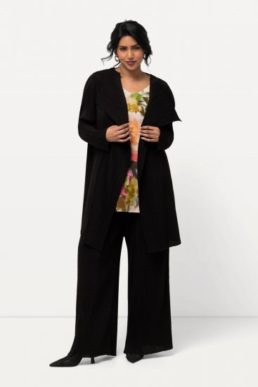 Ulla Popken 830749 Blazer aperto plissettato con revers ampi Nero - Blazer - Blazer Taglie Forti da Donna