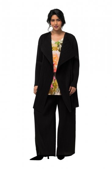 Ulla Popken 830749 Blazer aperto plissettato con revers ampi Nero - Blazer - Blazer Taglie Forti da Donna