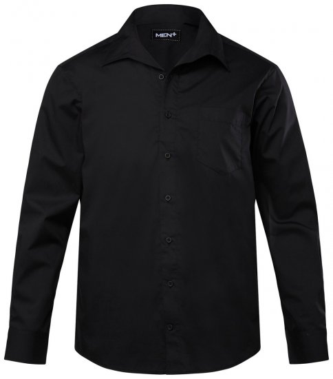 Men+ 757 Camicia business manica lunga con collo aperto Nero - Camicie - Camicie Taglie Forti Uomo