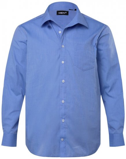 Men+ 757 Camicia business manica lunga con collo aperto Azzurro - Camicie - Camicie Taglie Forti Uomo