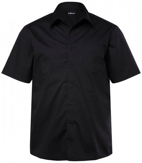 Men+ 758 Camicia business manica corta con collo aperto Nero - Camicie - Camicie Taglie Forti Uomo
