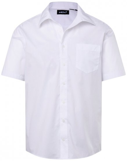 Men+ 758 Camicia business manica corta con collo aperto Bianco - Camicie - Camicie Taglie Forti Uomo