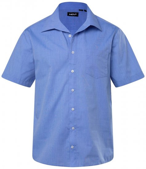 Men+ 758 Camicia business manica corta con collo aperto Azzurro - Camicie - Camicie Taglie Forti Uomo