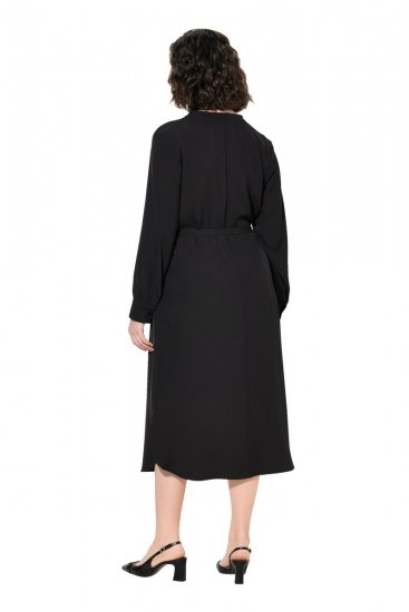 Ulla Popken 831004 Abito midi a maniche lunghe Nero - Vestiti maxi - Abiti maxi taglie forti
