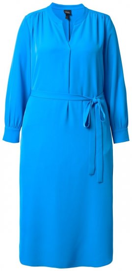Ulla Popken 831004 Abito midi a maniche lunghe con scollo a V Blu reale - Vestiti midi - Abiti midi taglie comode