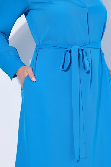 Ulla Popken 831004 Abito midi a maniche lunghe con scollo a V Blu reale - Vestiti midi - Abiti midi taglie comode