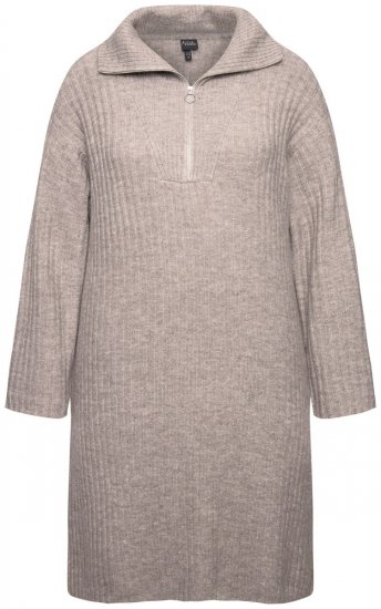 Ulla Popken 831589 Abito in maglia a maniche lunghe con collo alto Grigio - Abiti in maglia - 