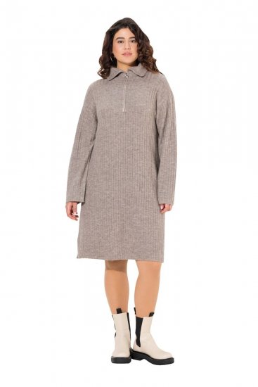 Ulla Popken 831589 Abito in maglia a maniche lunghe con collo alto Grigio - Abiti in maglia - 