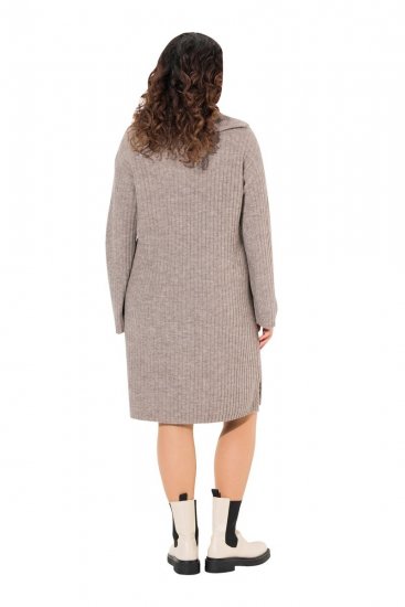 Ulla Popken 831589 Abito in maglia a maniche lunghe con collo alto Grigio - Abiti in maglia - 