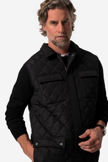 Boston Park 593 Gilet trapuntato con collo a camicia Nero - Giubbotti - Giubbotti Uomo Taglie Forti