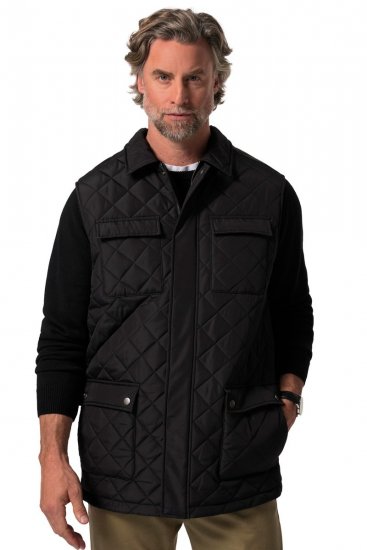 Boston Park 593 Gilet trapuntato con collo a camicia Nero - Giubbotti - Giubbotti Uomo Taglie Forti