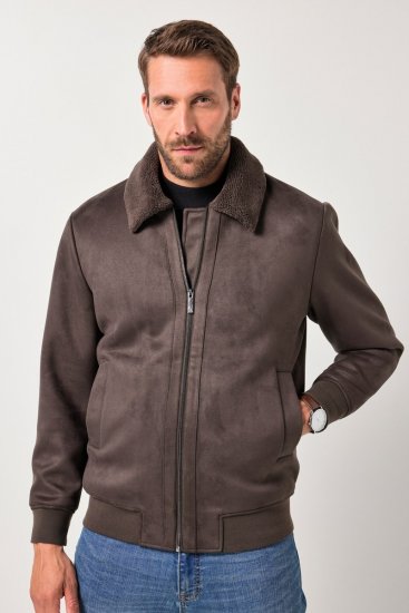 JP1880 Bomber Jacket Faux Leather Dark Brown - Giubbotti - Giubbotti Uomo Taglie Forti