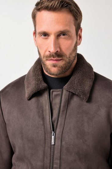 JP1880 Bomber Jacket Faux Leather Dark Brown - Giubbotti - Giubbotti Uomo Taglie Forti