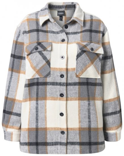 Ulla Popken 831641 Giacca camicia a quadri in misto lana Antracite - Giacche - Giacche taglie forti da donna