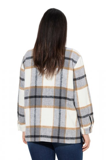Ulla Popken 831641 Giacca camicia a quadri in misto lana Antracite - Giacche - Giacche taglie forti da donna