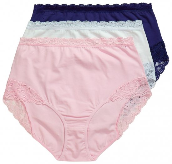 Ulla Popken 831866 Slip a vita alta con pizzo confezione da 3 Blu reale - Slip - 