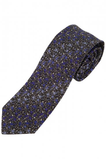 JP1880 831884 Cravatta in seta fantasia extra lunga Blu royal - Cravatte e papillon - 