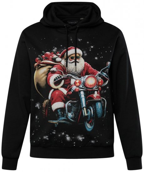 Men+ 100 Felpa con cappuccio Babbo Natale in moto Nero - Felpe & felpe con cappuccio - Felpe & Felpe con Cappuccio Uomo Taglie Forti