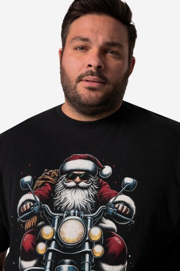 Men+ 148 T-shirt bellyfit Babbo Natale in moto Nero - Magliette - Magliette Uomo Taglie Forti
