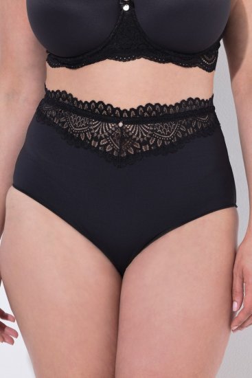 Ulla Popken 832874 Slip a vita alta con pizzo confezione da 3 Marrone - Slip - 