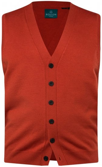 Boston Park 948 Gilet in maglia con scollo a V Terracotta - Abiti - Abiti da Uomo Taglie Forti